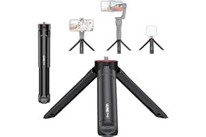 VIDIFY UURIG TP-05 Mini Tripod for DJI Pocket 3 Mini Camera Tripod, Portable Selfie Stick Hand Grip Desktop Webcam Tripod with 1/4" Screw Phone Holder Selfie Stick Vlog Light Tripod Stand