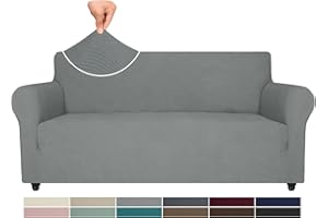 Ystyle Housse de Canapé 3 Places avec Accoudoirs, Housse Canapé Extensible, Protection Canape Chien, Universelle Hiver Sofa Cover, Antidérapante Housses de Canapé, Gris Clair