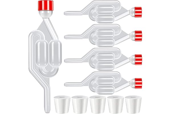 TTYSHIP® 5 Pièces Barboteur Fermentation, Airlock Fermentation en Plastique Transparent avec 5 Bonde de Fermentation pour Brasser de Bière, Vin, Cidre