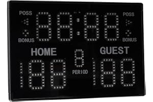 CUQUE Zegar Tablicy Wyników, Elektroniczna Tablica Wyników do Użytku w Pomieszczeniach 100-240 V 11-cyfrowa Piłka do Koszykówki (Wtyczka UE)