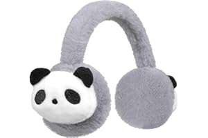 NICEYEA Kids Winter Furry Earmuffs Cute Panda Faux Fur Ear Warmers Earflaps Adjustable Thermal Ear Covers Windproof Ear Muffs Xmas Gift for Boys Girls