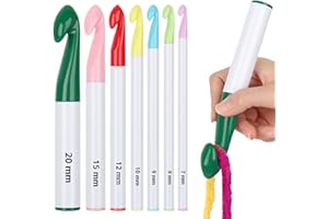 Coopay Kit Débutant Tricot avec 7 Grandes Aiguilles à Crochet Ergonomiques 20-7mm pour Gros Fil - pour Adultes et Enfants
