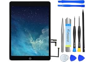 NB+ Schermo di ricambio per iPad Air 2013 Touch Screen Digitizer preinstallato con tasto Home e adesivo modello A1474 A1475 A1476 (nero)