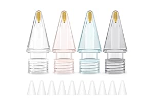 NIUTRENDZ Pack de 4 Pointes de Rechange pour Apple Pencil 2nd et 1st Génération Pointe Fine Pointe Métallique Résistante à l'abrasion et Contrôlée avec Précision (Clair+Blau+Gris+Rose)