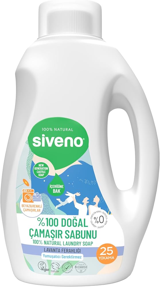 Siveno %100 Doğal Çamaşır Sabunu Bitkisel Deterjan Yumuşatıcı Gerektirmez Konsantre Vegan 750 ml