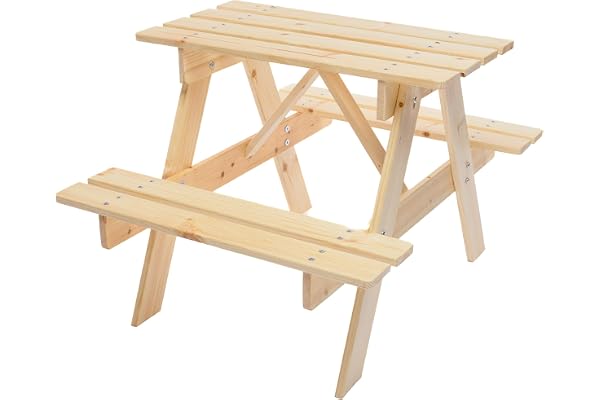 TIMBELA M012-1 Table et Chaise Enfant en Bois – Table Picnic 81x60xH50 cm, pour Intérieur et Extérieur