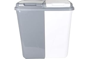 Jolie Max 90L Dual Compartment Kitchen Rubbish Bin Waste Recycling And Laundry Basket (Grey&White)