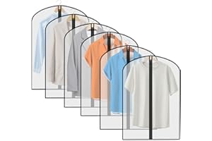 FEBYLIU Garment Bags - 6Pcs Dustproof Suit Covers - Moth Proof Coat Bag with Zip Translucent Garment Covers Waterproof Anti-mite Breathable PEVA Clothes Covers Protector 60x100cm