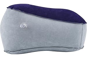 DRFEIFY Nadmuchiwana Flokowana Mata Podnóżek, Poduszka Podnóżka Poduszka Rozkładana z pompą Powietrza do Podróży, Domu, Biur Itp