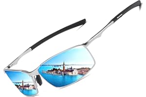 LEDING&BEST Lunettes de soleil Pilote polarisées hommes femmes Extérieur Léger Cadre métallique Pêche Golf Conduite Élégant Rétro lunettes Anti-Reflets Cat 3 CE