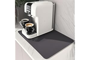 pafnisoin Tapis Machine a Cafe 1 Pièces Tapis Egouttoir Vaisselle Absorbant 40 * 30cm Tapis de Sechage Vaisselle Tapis Vaisselle Absorbant（Gris foncé）