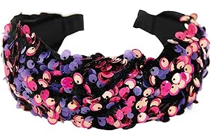 ‎AXY axy Breiter Pailletten Haarreif mit Knoten Damen Haarreifen HR34PA (Lila Bunt)