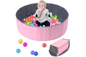 Hojalis Ball Pit, Portable Ocean Ball Pool, Nursery Baby Playpen, Baby Round Ball Pit for Todler Boys Girls Dogs Indoor Outdoor (Pink,80cm)