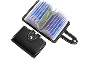 EODKSE Tarjetero de Cuero con Cremallera para Hombres y Mujeres - 1 Piezas de Carteras con 24 Ranuras para Tarjetas de Crédito y Monedas - Porta Tarjetas Práctico y Pequeño en Color Negro