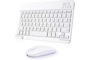 Nsyee Set Tastiera e Mouse Wireless, Tastiera Bluetooth Tablet Portatile Sottile Ricaricabile Universale per iPad/Tablet/PC/iOS/Android/Windows/Samsung Tab/Lenovo, Layout Italiano, Bianco