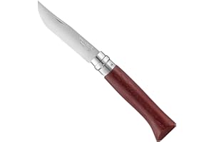 Opinel - N°08 Padouk - Couteau Pliant de Poche Bois de Padouk - Couteau de Poche en Acier Inoxydable Coffret Couteau à Offrir - Lame INOX 8,5 cm et Manche en Bois de Padouk
