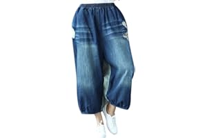 Youlee Donna Elastico Vita Ampia Leg Harem Pantaloni Foro Jeans