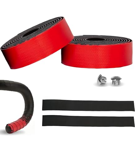 Bande De Guidon Vélo EVA Noir/Rouge - Antidérapante Et Confortable - Avec Bouchons D'Extrémité