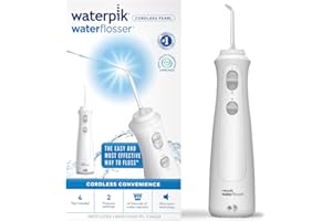 Waterpik Cordless Pearl Water Flosser, Electric Dental Flosser, Rechargeable Dental Plaque Removal Tool, Clean Between Teeth, Oral Irrigator, Ideal for Travel or Small Bathrooms, White, WF-13UK