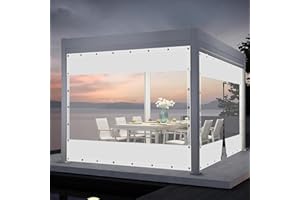 SDLLG Bâche de tonnelle Transparente, avec œillets, PVC, Coupe-Vent, 0,5 mm, imperméable, Rideau de séparation pour extérieur, Garage, terrasses, Jardin, Balcon, 2 x 4 m (H x L), Blanc
