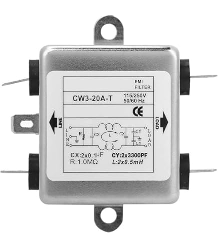 CW4L2 Netzfilter Einphasig - 20A EMV Filter Silber - Für Haushaltsgeräte & Automatisierung