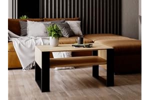 MRBLS_HOME MRBLS - Tavolino da caffè in legno (rovere - nero opaco) - 92 x 45 x 53,6 cm (larghezza x altezza x profondità)