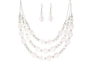 FULU AUTUMN Layered Statement Necklaces for Women Chunky Beaded Necklaces Costume Jewellery Valentines Gifts for Her