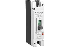 Heschen MCCB Disyuntor de circuito de, 1 polo, DC250 V, para sistema solar fotovoltaico fotovoltaico, sistema de red (125A HSM1PV-125)