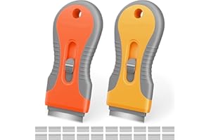 ZEBRLAN 2Pcs Oven Cleaner Scraper Tool Non Scratch,Multi-Purpose Cleaning Tool with 20 Spare Replacement Units for Hob Cleaning,Ceramic Hob, Glass, Sticker,Removing Wallpaper, Label, Painted Surfaces