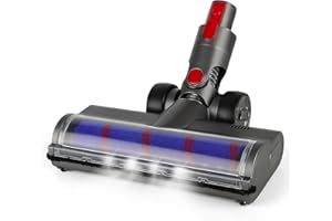 PIESSEONLINE - Spazzola Compatibile per Dyson Aspirapolvere V7, V8, V9, V10, V11 e V15 - Luci LED Integrate, Rotazione Fluida di 180 gradi - Rullo Morbido per una Pulizia Efficace Senza Graffi