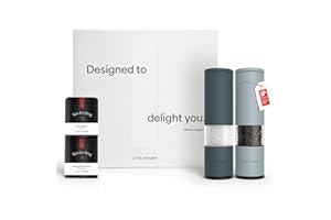 LARS NYSØM Set de regalo con 2 molinillos de sal y pimienta con 2 botes de especias de alta calidad – Elegante juego de regalo con caja, ideal para regalar (Blue)