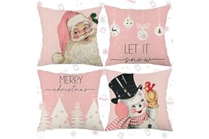 Jiahuade Świąteczna poduszka, Świąteczna poszewka na poduszkę, 4 szt. Świąteczna poszewka na poduszkę, Świąteczna poszewka na poduszkę, poduszka bożonarodzeniowa, poszewki na poduszki na sofę