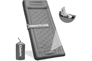 Ciskotu Esterilla Camping Autoinflable, 12CM Colchoneta Camping Ultraligero con Bomba de Pie y Cojín, Esterilla Hinchable para Trekking, Senderismo y Tienda de Campaña