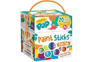 Paint Pop - Paint Sticks For Kids - 20 Pack Assorted Colours & Fun Storage Tub - Twist & Paint, Mess-Free, Fast Drying Action, Easy Clean Up, Vibrant Colours, Multi-Surface