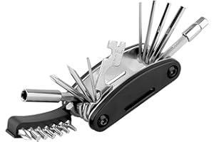 SMLOPLOM Set di attrezzi per bicicletta 20 in 1, strumento portatile per bicicletta, da viaggio, set di riparazione accessori, utilizzabile con una sola mano, nero