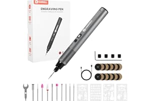HARDELL Gravurstift, 6-Gang Gravierwerkzeug Akku, Elektrischer Gravurset mit 41 Zubehörteilen, Tragbarer Gravierer für Glas Holz Metall Schmuck Stein Kunststoff