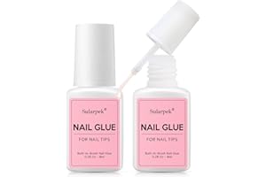 Sularpek 2PCS Colla Unghie Finte Forte, 8g Colla per Riparare le Unghie Finte, Nail Bond Colla per Unghie Finte con un Pennello, Extra Forte Colla per Unghie da salone e Decorazioni Strass