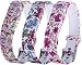 Produktbild Greatfine Ersatzarmband mit Chrom Uhr Schnalle, für Fitbit Flex Farbbänder, Zubehorband fur alle Grossen (Flowers 3pcs)