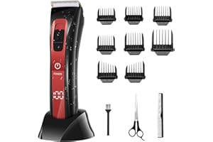 ELEHOT-STORE Maquina Cortar Pelo Profesional, IPX6 Impermeable Cortapelos Hombre Recargable, Maquinilla cortar pelo con 8 combs, 150 mins Autonomía, Incluye cepillo y tijera