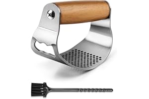 GlasFlength Garlic Crusher wyciskacz do czosnku ze stali nierdzewnej, do czosnku, łatwa do czyszczenia za pomocą małego pędzla
