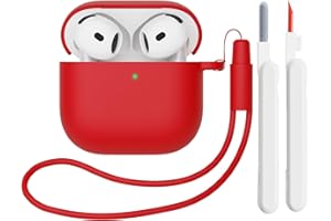 Mocarheri Custodia Case Compatibile con AirPods 4 2024 con Kit di Pulizia, Premium Silicone per Airpods 4 Custodia Cover Custodia protettiva in silicone antiurto, LED Frontale Visibile, Rosso