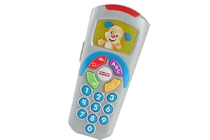Fisher-Price Laugh and Learn Remote, light-up screen, UK English Version, push buttons and 35+ sing-along songs, tunes & phrases, Baby learning toy, early development, English version DLD30