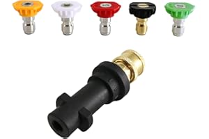 Qooltek Hochdruckreiniger Adapter für 1/4 '' Schnellkupplung für die Karcher K2 K3 K4 K5 K6 K7 Serie mit 5 Düsenspitzen für mehrere Unterlegscheiben, mehrere Grad, 2.5 GPM