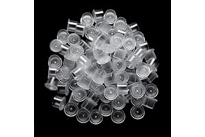 COPIEL 300 szt. Mały rozmiar Plastikowe kubki z tuszem Szerokie białe korki z tuszem Podstawa, 10x11mm S do tuszu do tatuażu, materiały do tatuażu.