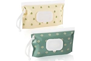 SANNIX Feuchttücher Tasche für Babys, 2 Feuchttücher Box Baby Wiederverwendbar Wet Wipe Tasche Feuchttücher Tasche für Unterwegs Feuchttücherbeutel für Babys Tragbar(Grün Böhmen)
