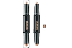 ZOEYSHINE 2-in-1 Dual-Ended Highlight & Contour Stick – Brightening Waterproof Sculpting Makeup for Fair Skin, Nose Contour, Jawline & Cheekbones, Lightweight Natural Glow (02#Soft Ivory + Latte Brown)