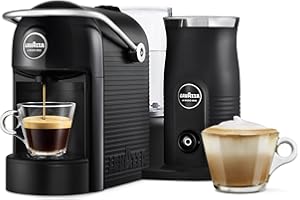 Lavazza, A Modo Mio Jolie & Milk EVO Coffee Machine Made from 33% Recycled Plastic, with Integrated Milk Frother and Removable Grid, Compatible with A Modo Mio Pods, 1250 W, 220–240 V, 50–60 Hz, Black