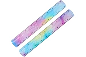 DIVONO Lot de 2 Règle Flex 30 cm Règle Souple, Règle Plate Incassable, Règle Flexible, Règle Plate Double Graduation Multicolore(Multi)
