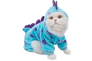 XIAOYU Divertidos Disfraces de Dinosaurios para Perros Ropa para Mascotas para Perros pequeños y Gatos, Sudaderas con Capucha cálidas de Invierno para Cachorros, Ropa para Halloween y Navidad, S