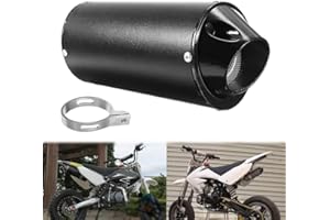 Inscrip Silencieux d'échappement arrière universel en acier inoxydable pour moto avec joint de serrage pour 50 cc, 110 cc, 125 cc, ATV, Dirt Pit, Quad Bike, Motocross, Noir 28 mm